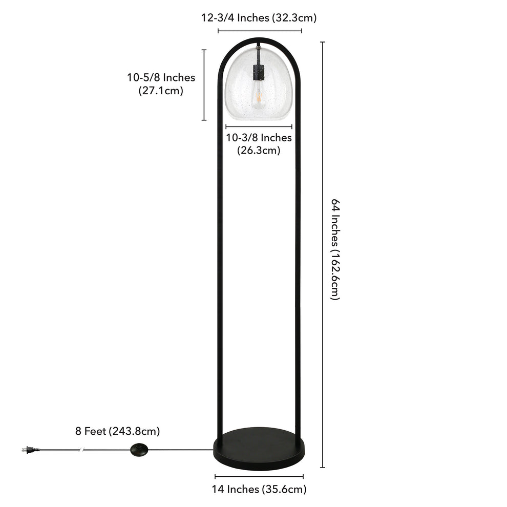 Black Column Floor Lamp With Clear Seeded Glass Globe Shade By Homeroots | Floor Lamps | Modishstore - 8