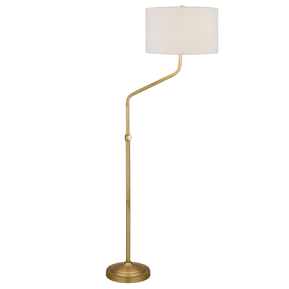 Brass Adjustable Traditional Shaped Floor Lamp With White Frosted Glass Drum Shade By Homeroots | Floor Lamps | Modishstore - 3