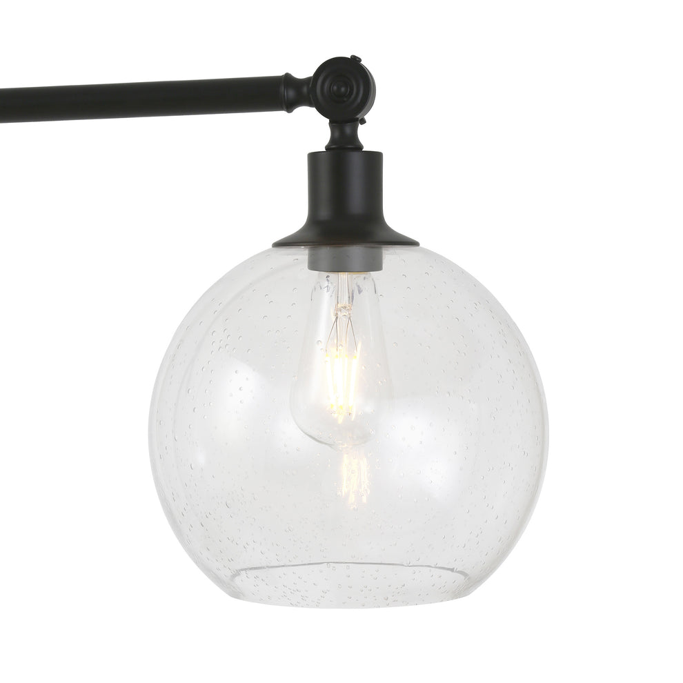 Black Reading Floor Lamp With Clear Seeded Glass Globe Shade By Homeroots | Floor Lamps | Modishstore - 3