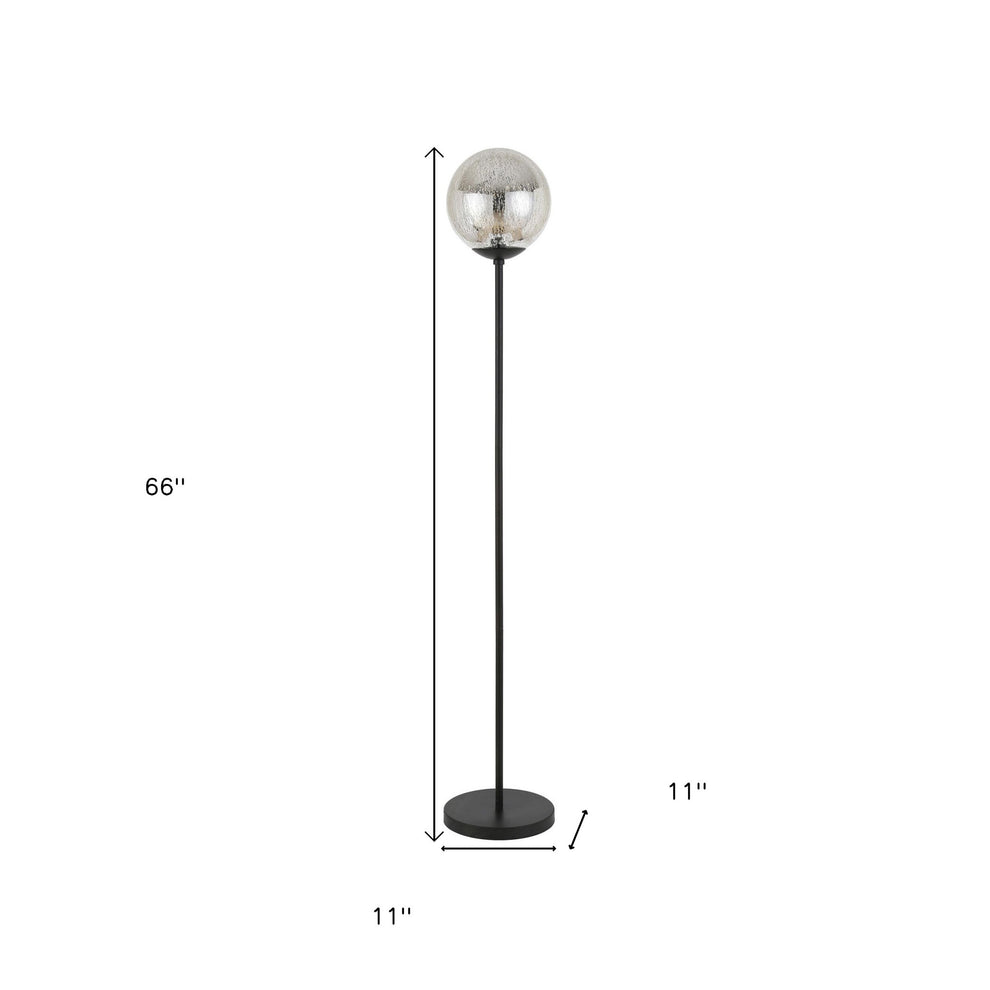 Black Floor Lamp With Gold Mercury Glass Globe By Homeroots | Floor Lamps | Modishstore - 8