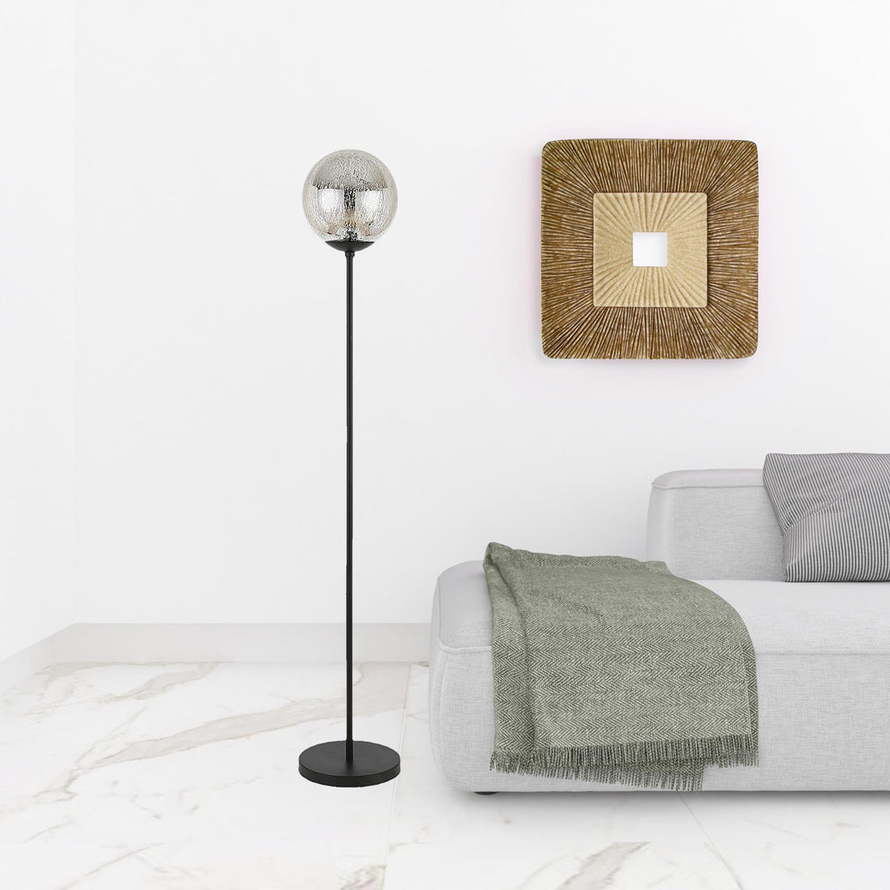 Black Floor Lamp With Gold Mercury Glass Globe By Homeroots | Floor Lamps | Modishstore - 4