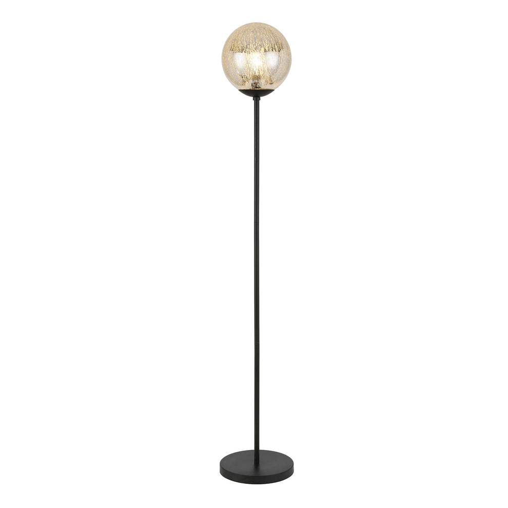 Black Floor Lamp With Gold Mercury Glass Globe By Homeroots | Floor Lamps | Modishstore - 3