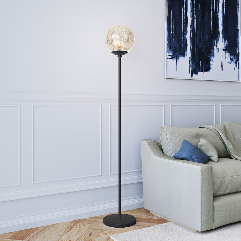 Black Floor Lamp With Gold Mercury Glass Globe By Homeroots | Floor Lamps | Modishstore - 6