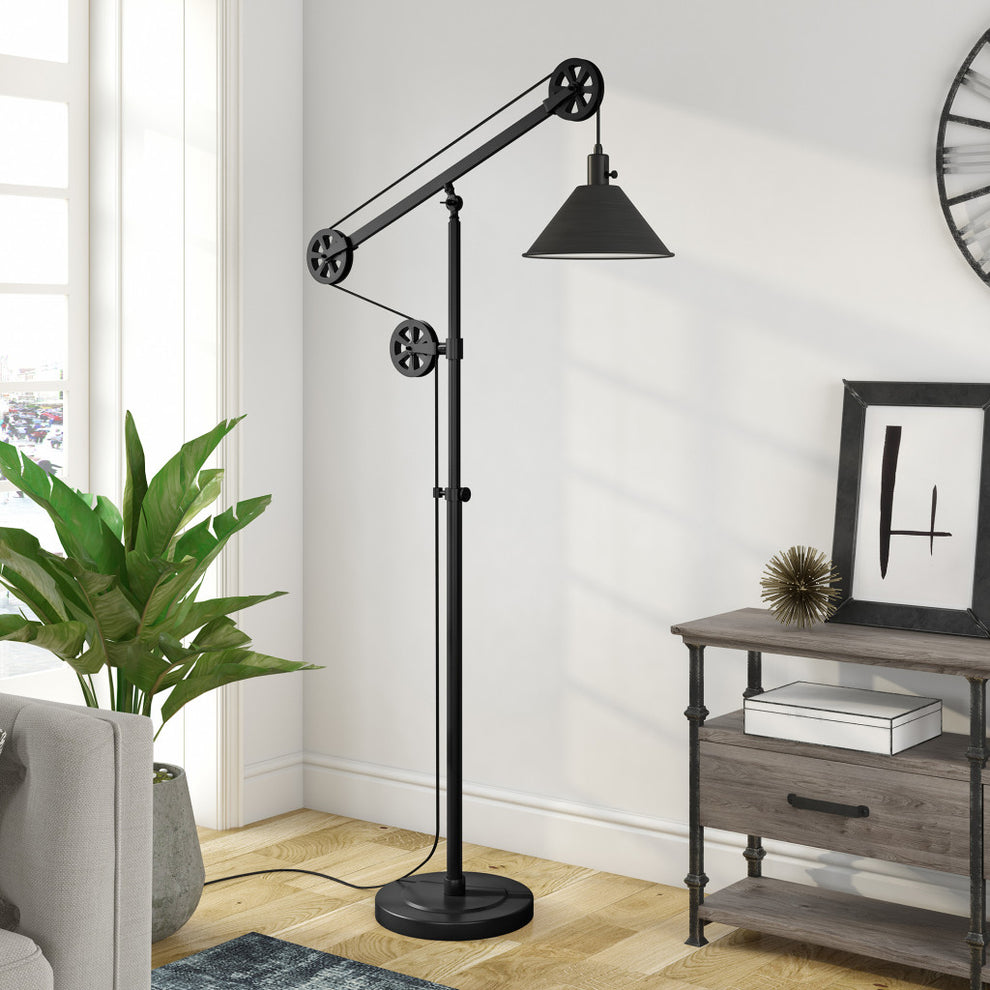 Black Reading Floor Lamp With Black Cone Shade By Homeroots | Floor Lamps | Modishstore - 6