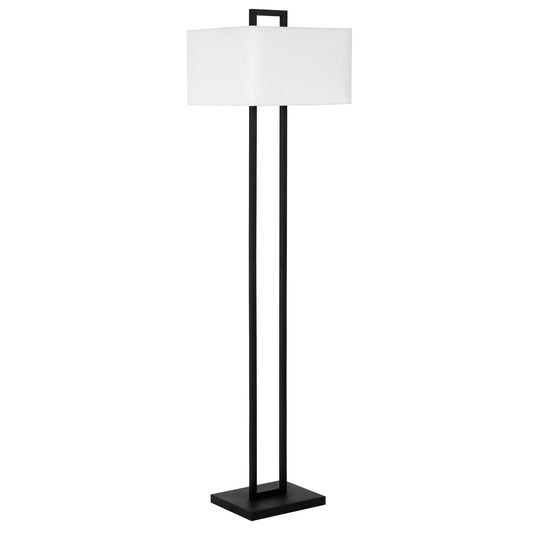 Black Traditional Shaped Floor Lamp With White Frosted Glass Rectangular Shade By Homeroots | Floor Lamps | Modishstore - 1