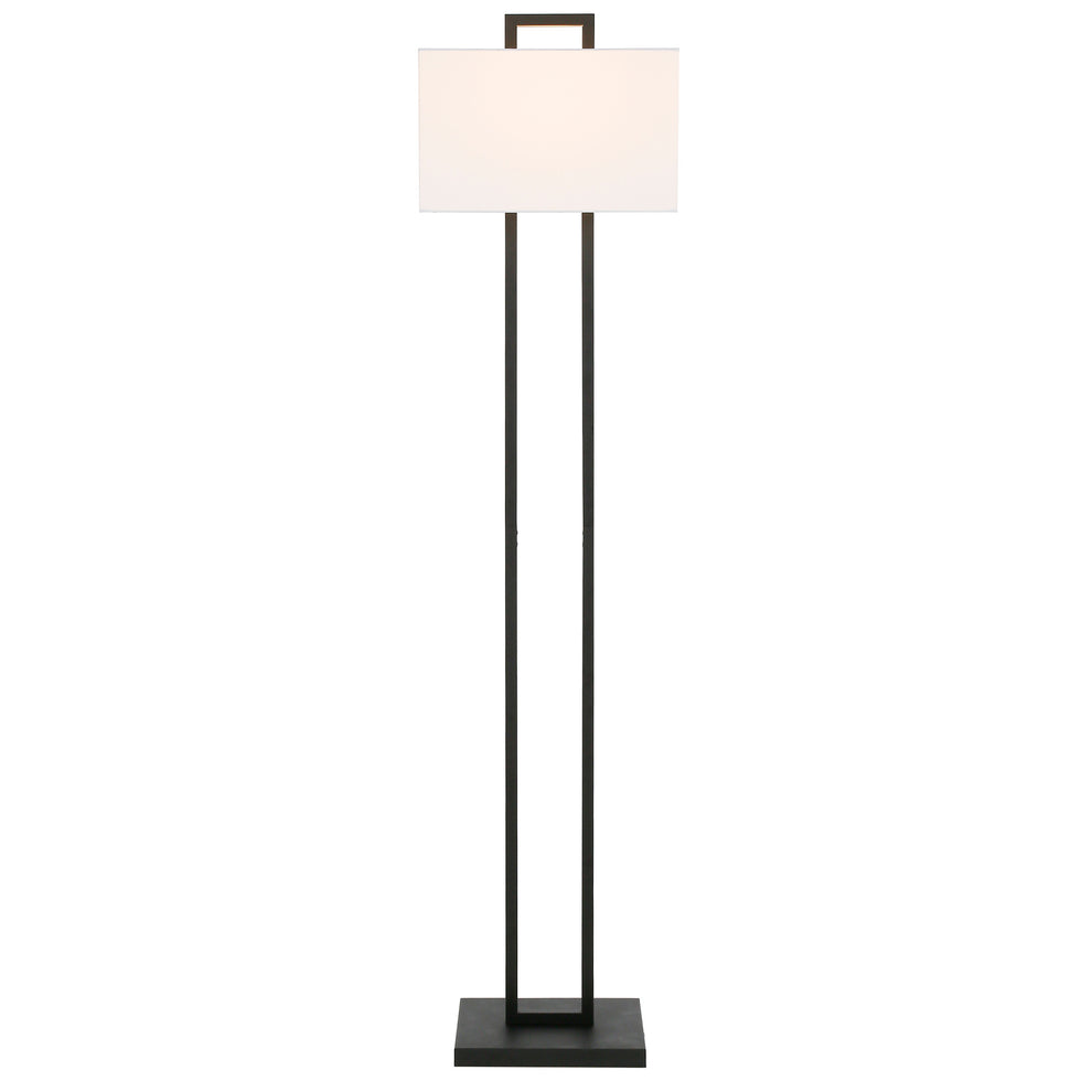 Black Traditional Shaped Floor Lamp With White Frosted Glass Rectangular Shade By Homeroots | Floor Lamps | Modishstore - 2