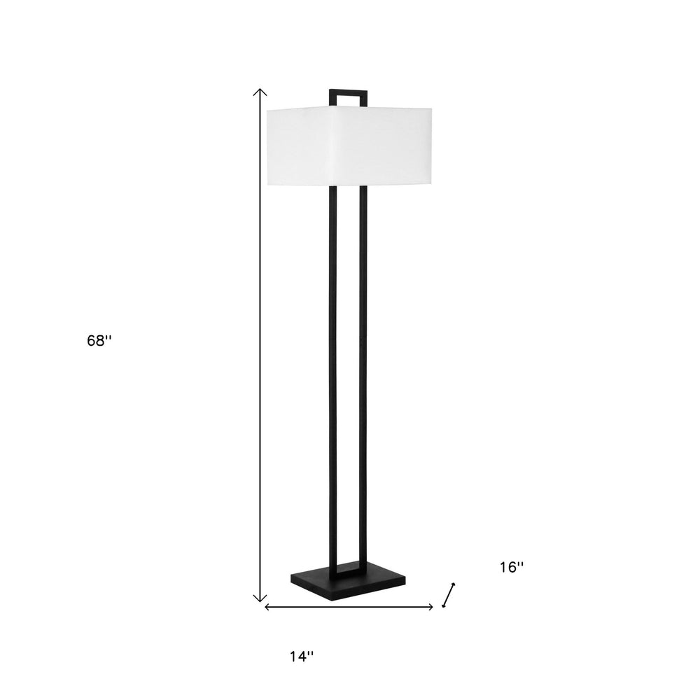 Black Traditional Shaped Floor Lamp With White Frosted Glass Rectangular Shade By Homeroots | Floor Lamps | Modishstore - 6