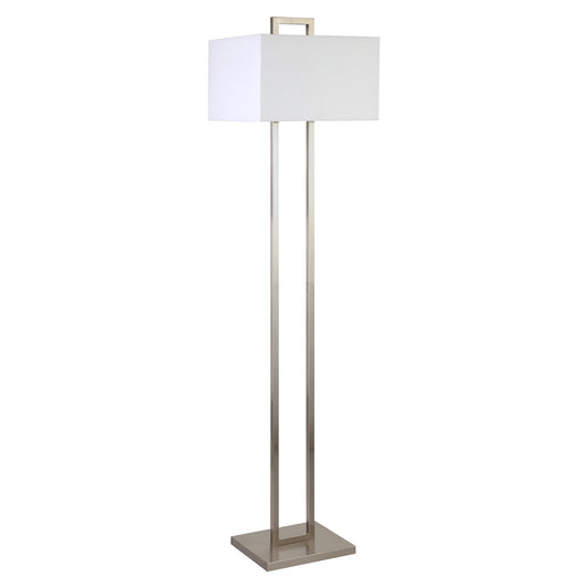 Nickel Traditional Shaped Floor Lamp With White Frosted Glass Rectangular Shade By Homeroots | Floor Lamps | Modishstore - 1