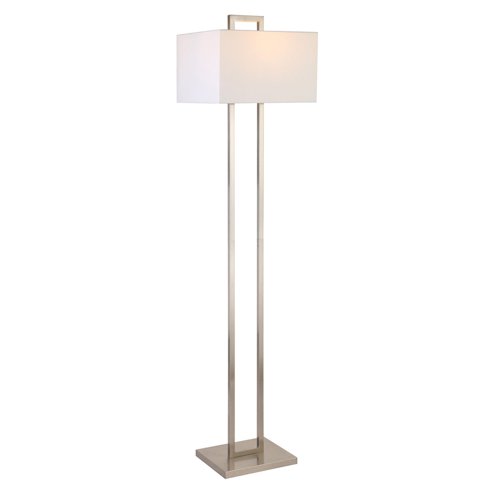 Nickel Traditional Shaped Floor Lamp With White Frosted Glass Rectangular Shade By Homeroots | Floor Lamps | Modishstore - 2