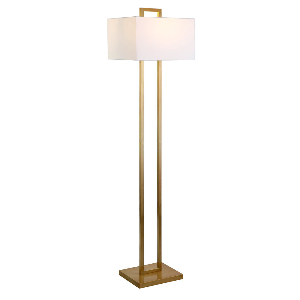 Brass Traditional Shaped Floor Lamp With White Frosted Glass Rectangular Shade By Homeroots | Floor Lamps | Modishstore - 2