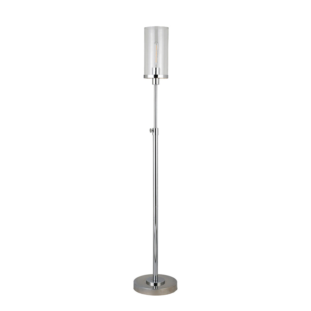 Nickel Torchiere Floor Lamp With Clear Transparent Glass Drum Shade By Homeroots | Floor Lamps | Modishstore - 2