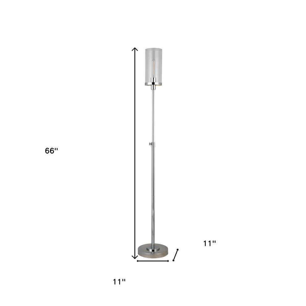 Nickel Torchiere Floor Lamp With Clear Transparent Glass Drum Shade By Homeroots | Floor Lamps | Modishstore - 8
