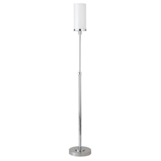 Nickel Torchiere Floor Lamp With White Frosted Glass Drum Shade By Homeroots | Floor Lamps | Modishstore - 1