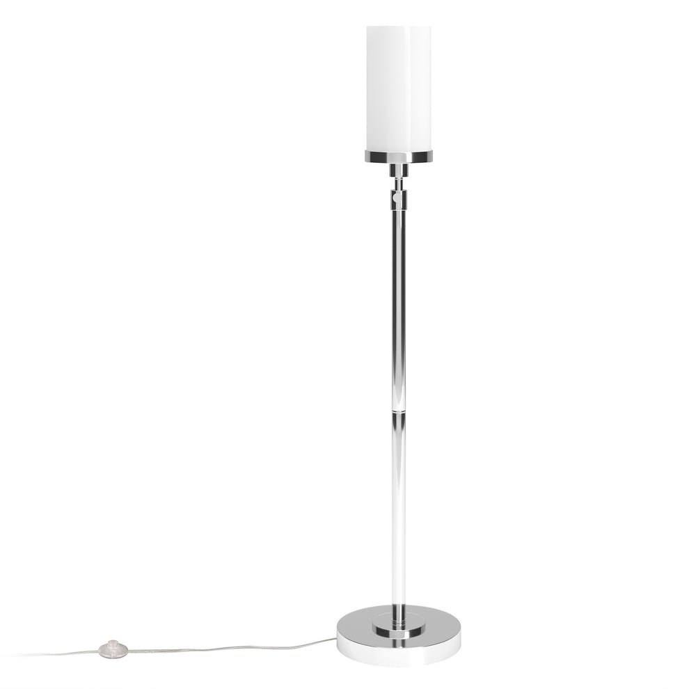 Nickel Torchiere Floor Lamp With White Frosted Glass Drum Shade By Homeroots | Floor Lamps | Modishstore - 2