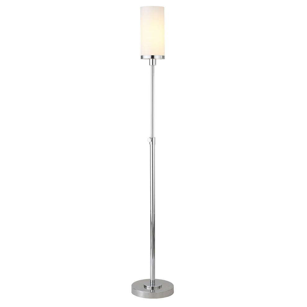 Nickel Torchiere Floor Lamp With White Frosted Glass Drum Shade By Homeroots | Floor Lamps | Modishstore - 3