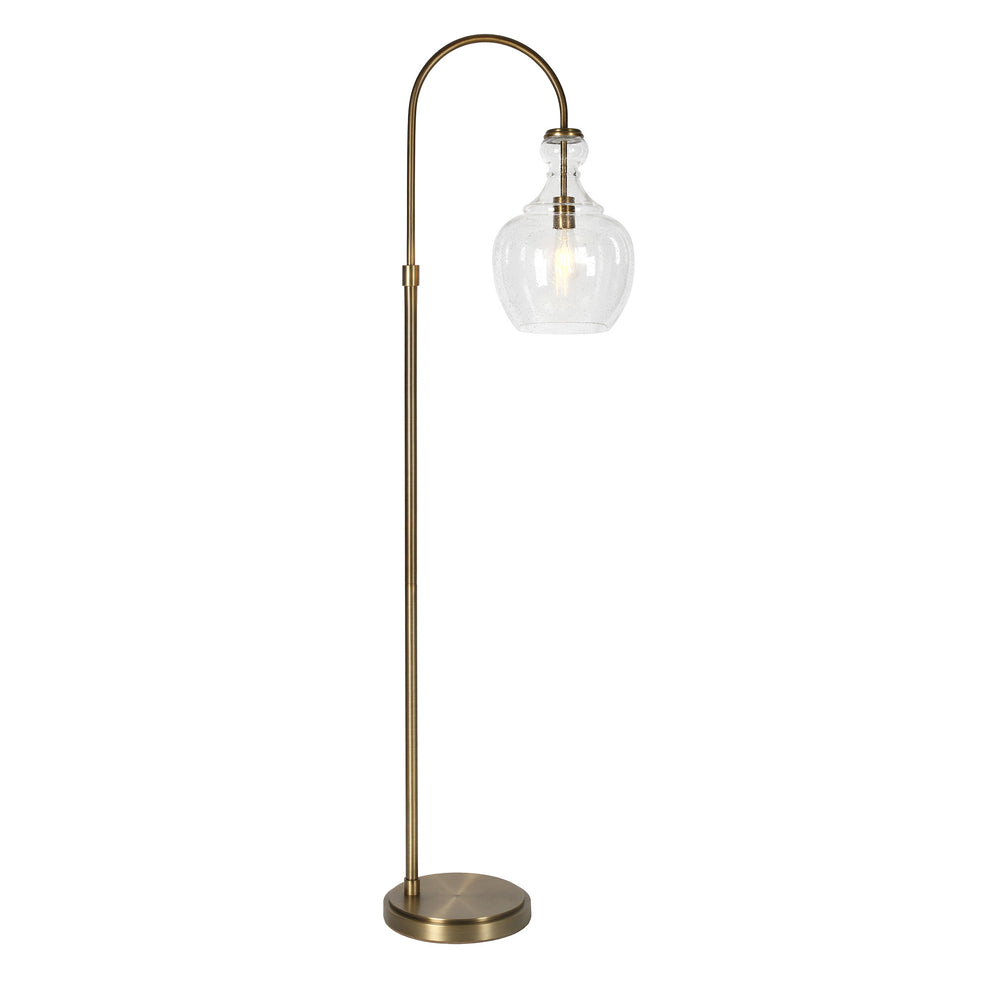 Brass Arched Floor Lamp With Clear Seeded Glass Dome Shade By Homeroots | Floor Lamps | Modishstore - 2