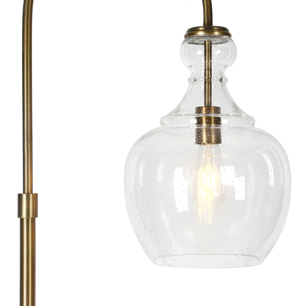 Brass Arched Floor Lamp With Clear Seeded Glass Dome Shade By Homeroots | Floor Lamps | Modishstore - 4