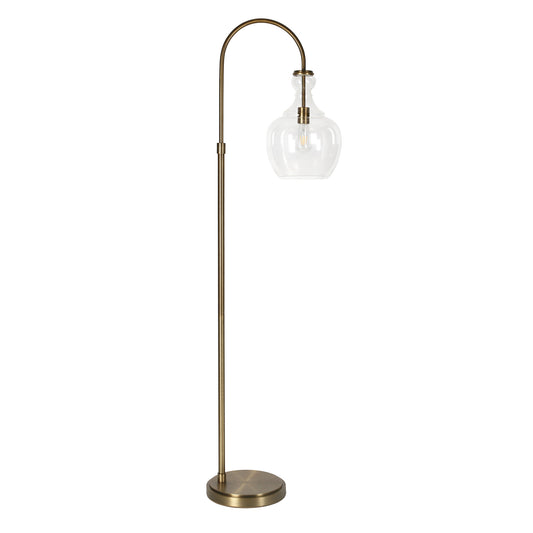 Brass Arched Floor Lamp With Clear Transparent Glass Dome Shade By Homeroots | Floor Lamps | Modishstore - 1