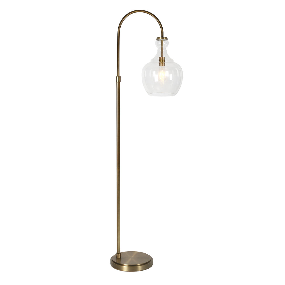 Brass Arched Floor Lamp With Clear Transparent Glass Dome Shade By Homeroots | Floor Lamps | Modishstore - 2
