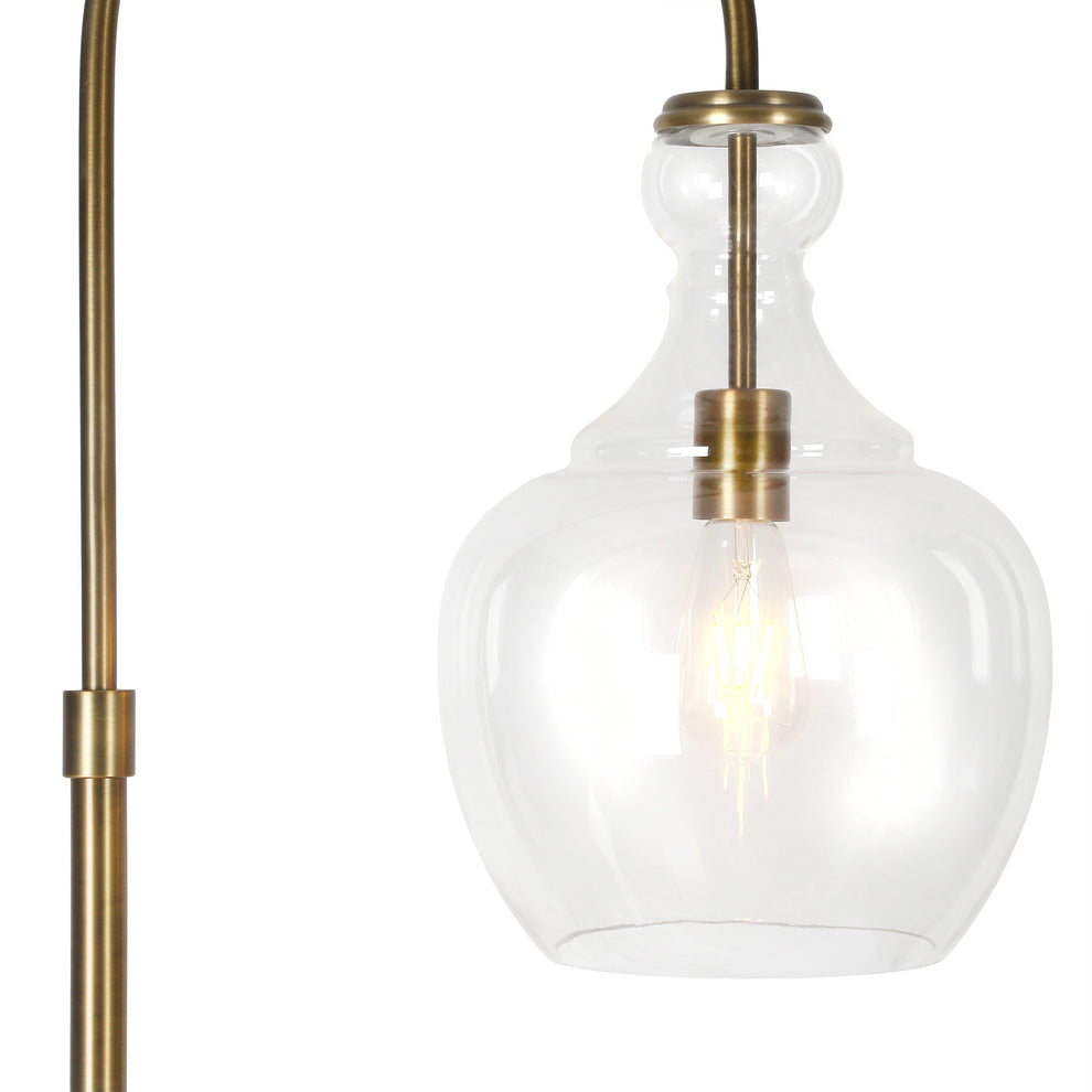 Brass Arched Floor Lamp With Clear Transparent Glass Dome Shade By Homeroots | Floor Lamps | Modishstore - 4