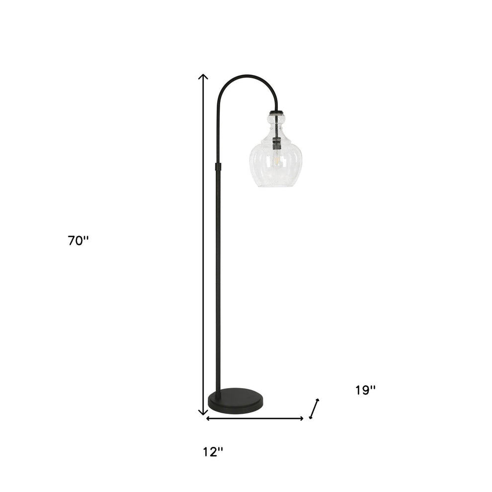 Black Arched Floor Lamp With Clear Seeded Glass Dome Shade By Homeroots | Floor Lamps | Modishstore - 7