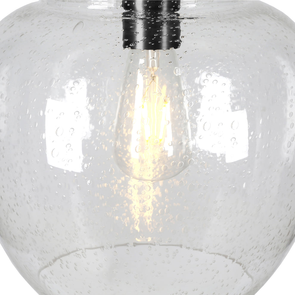 Black Arched Floor Lamp With Clear Seeded Glass Dome Shade By Homeroots | Floor Lamps | Modishstore - 4