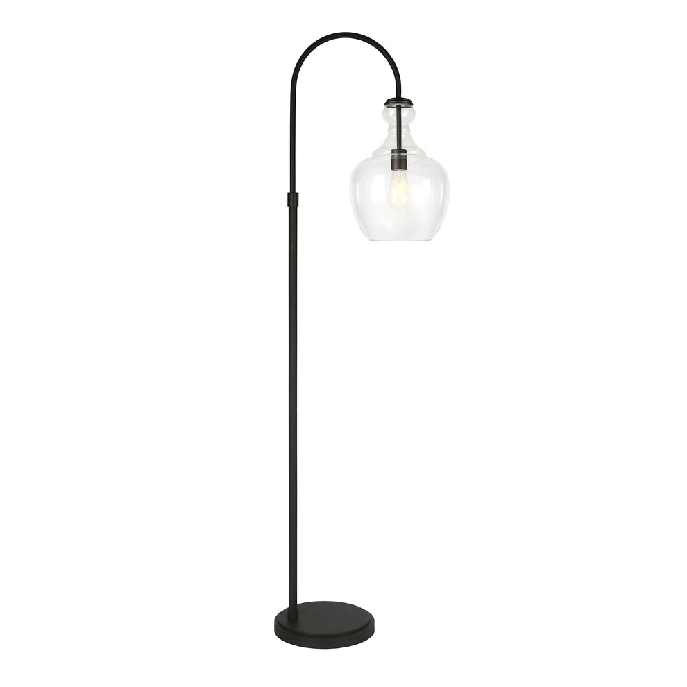 Black Arched Floor Lamp With Clear Transparent Glass Dome Shade By Homeroots | Floor Lamps | Modishstore - 7