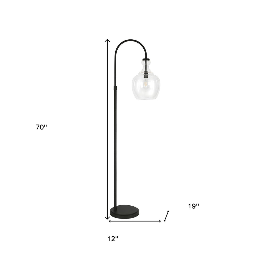 Black Arched Floor Lamp With Clear Transparent Glass Dome Shade By Homeroots | Floor Lamps | Modishstore - 6