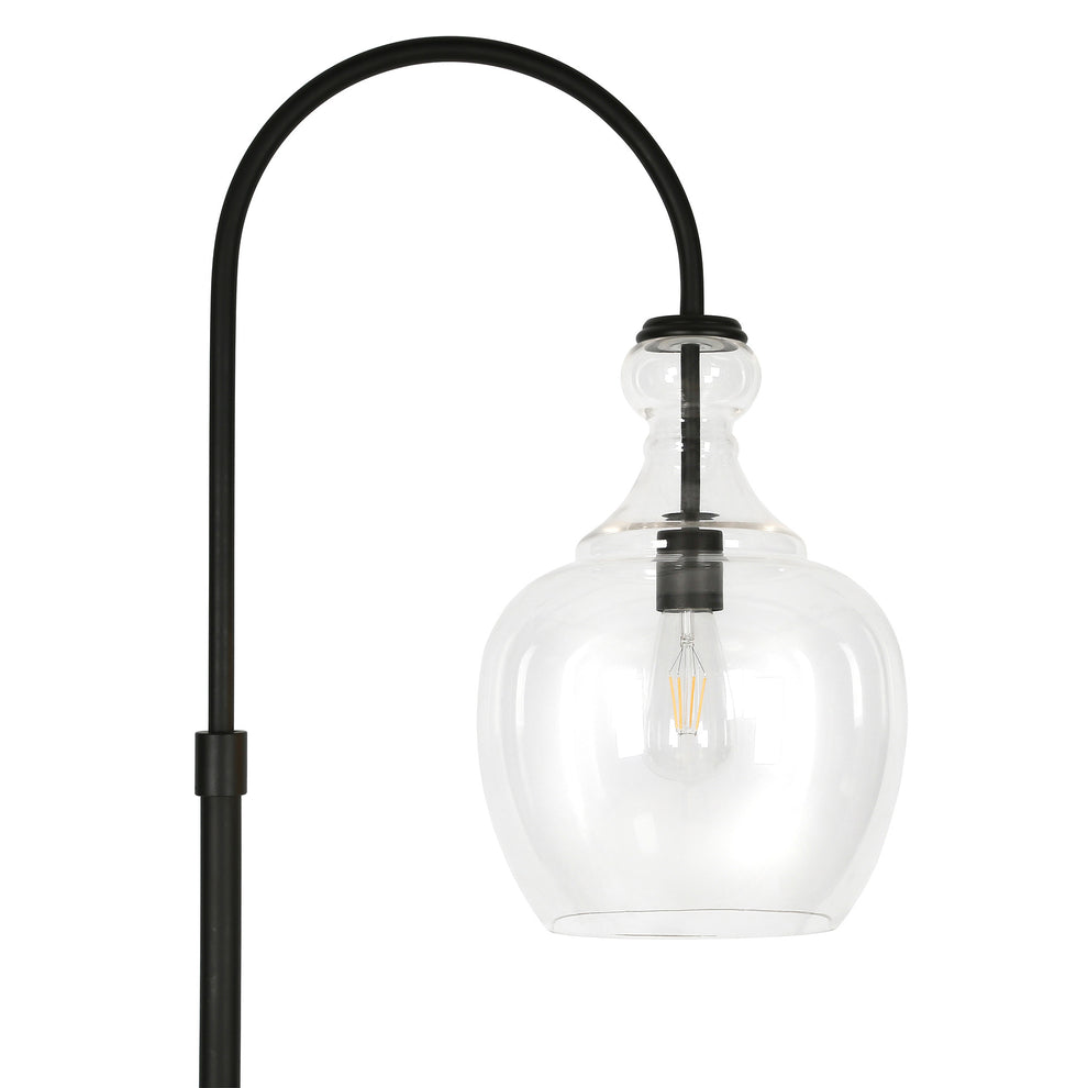 Black Arched Floor Lamp With Clear Transparent Glass Dome Shade By Homeroots | Floor Lamps | Modishstore - 3
