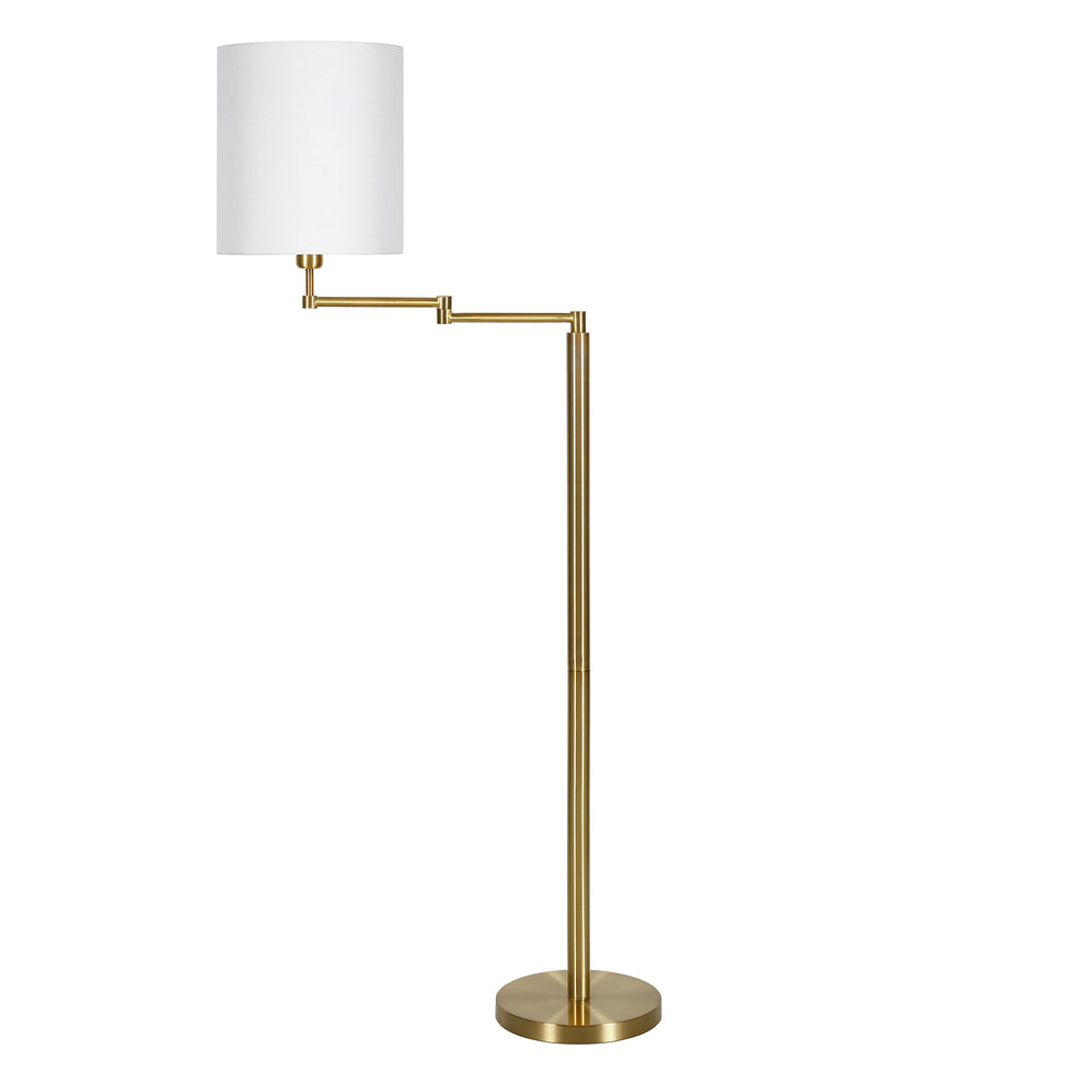 Brass Swing Arm Floor Lamp With White Frosted Glass Drum Shade By Homeroots | Floor Lamps | Modishstore - 7