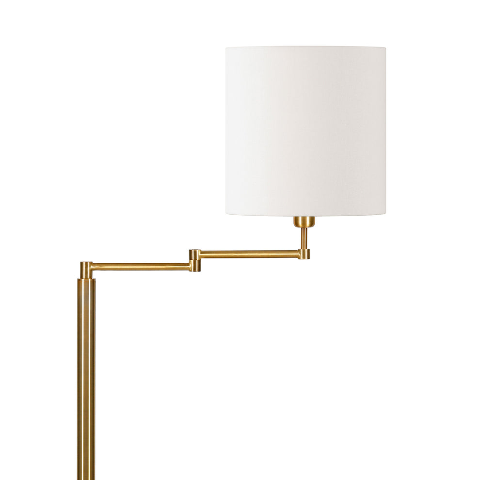 Brass Swing Arm Floor Lamp With White Frosted Glass Drum Shade By Homeroots | Floor Lamps | Modishstore - 4