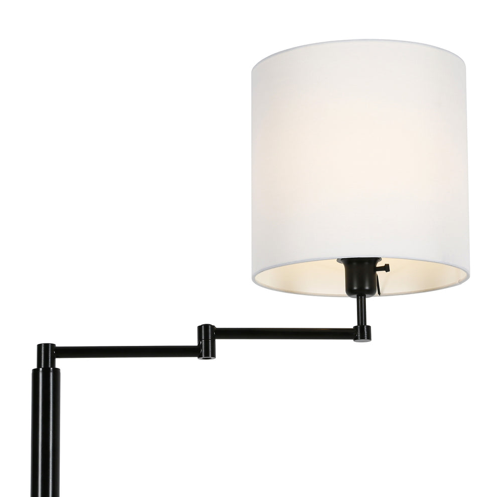 Black Swing Arm Floor Lamp With White Frosted Glass Drum Shade By Homeroots | Floor Lamps | Modishstore - 3