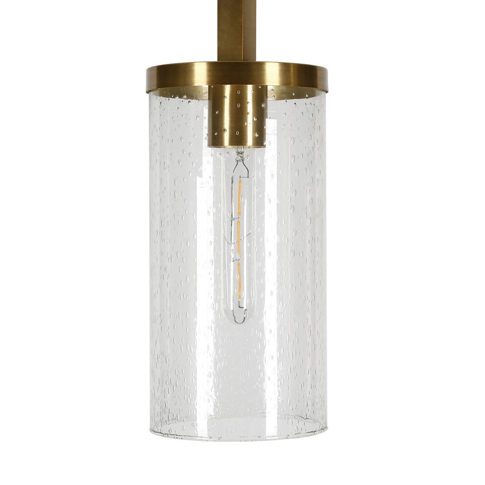 Brass Reading Floor Lamp With Clear Seeded Glass Drum Shade By Homeroots | Floor Lamps | Modishstore - 2