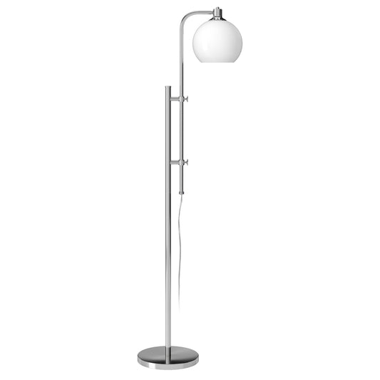 Nickel Adjustable Reading Floor Lamp With White Frosted Glass Globe Shade By Homeroots | Floor Lamps | Modishstore - 1