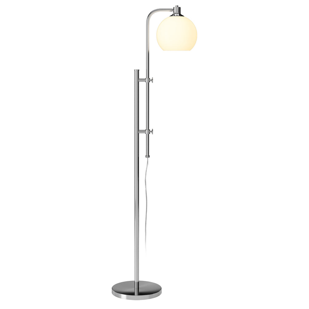 Nickel Adjustable Reading Floor Lamp With White Frosted Glass Globe Shade By Homeroots | Floor Lamps | Modishstore - 6