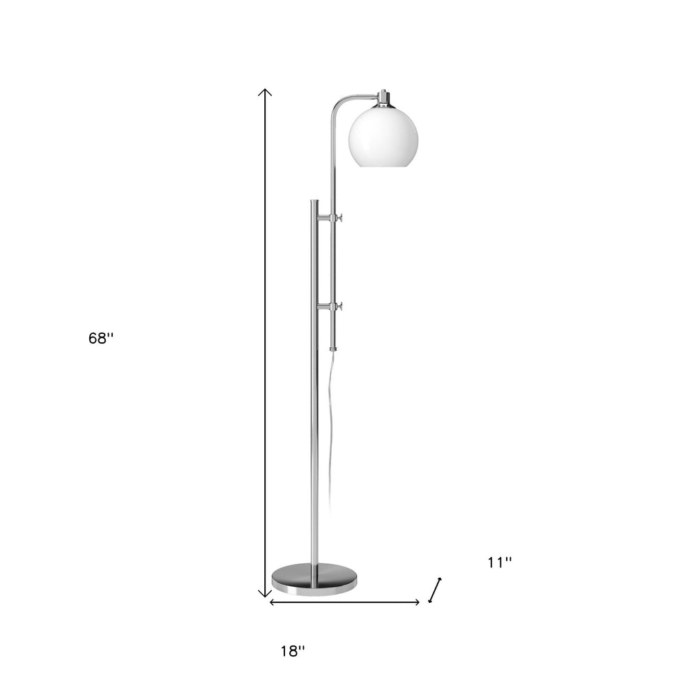 Nickel Adjustable Reading Floor Lamp With White Frosted Glass Globe Shade By Homeroots | Floor Lamps | Modishstore - 4