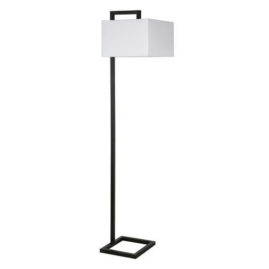 Black Floor Lamp With White Frosted Glass Rectangular Shade By Homeroots | Floor Lamps | Modishstore - 1