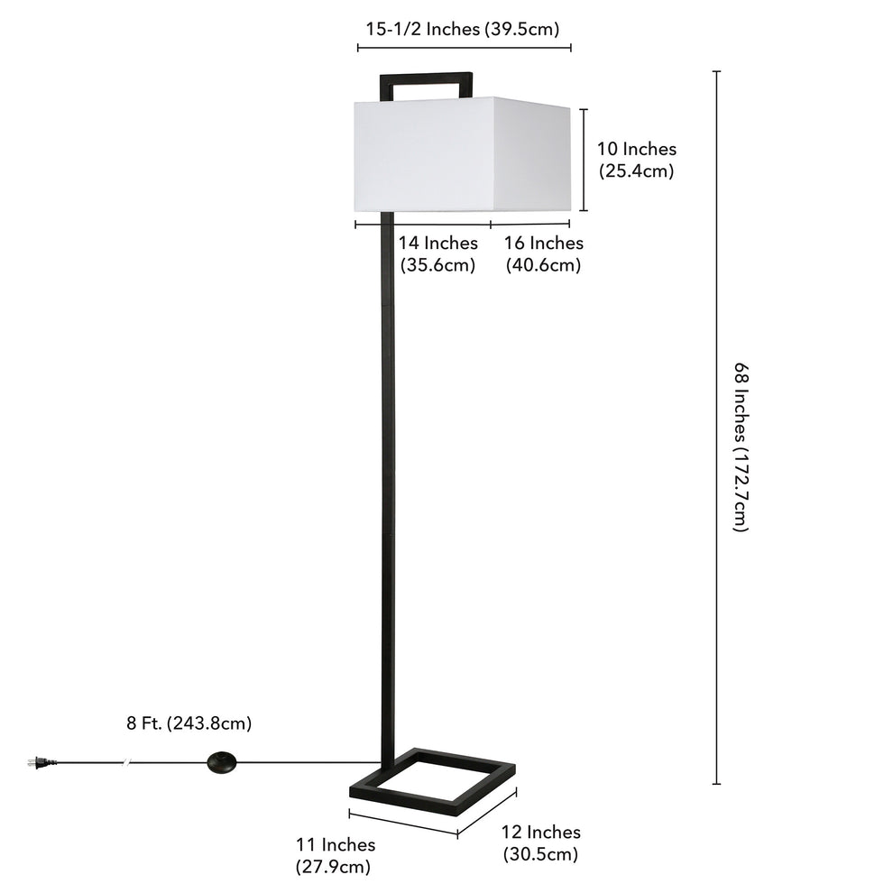 Black Floor Lamp With White Frosted Glass Rectangular Shade By Homeroots | Floor Lamps | Modishstore - 6