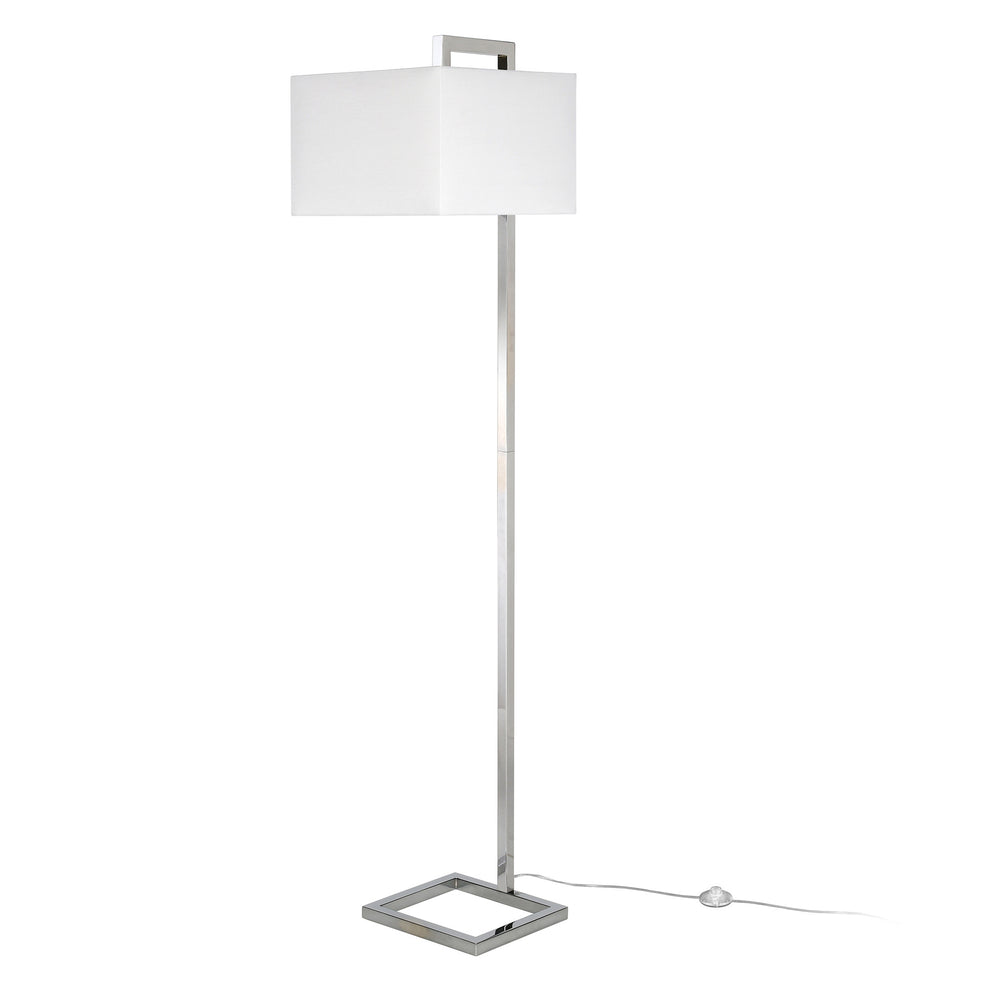 Nickel Floor Lamp With White Frosted Glass Rectangular Shade By Homeroots | Floor Lamps | Modishstore - 8