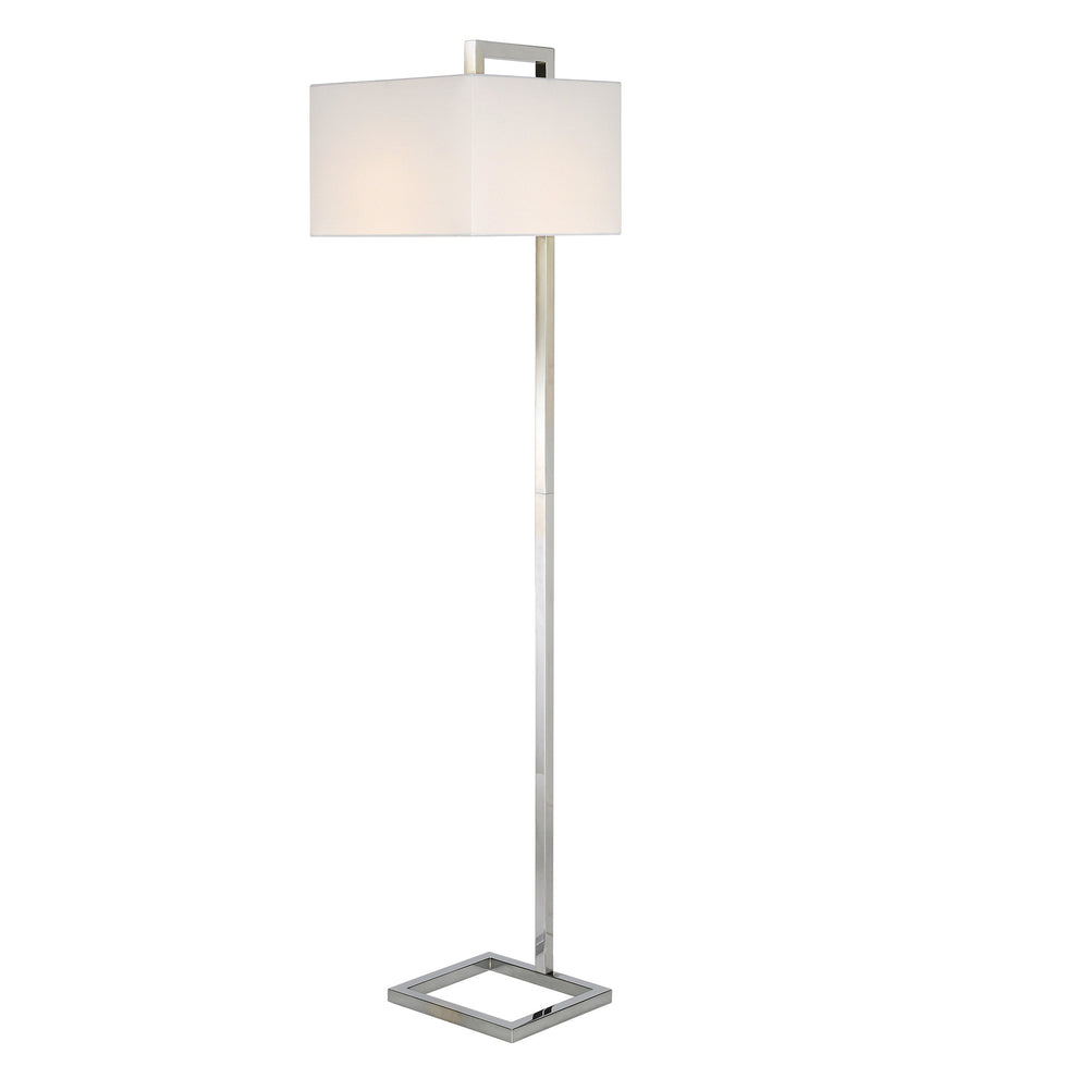 Nickel Floor Lamp With White Frosted Glass Rectangular Shade By Homeroots | Floor Lamps | Modishstore - 2