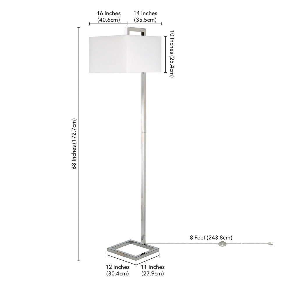 Nickel Floor Lamp With White Frosted Glass Rectangular Shade By Homeroots | Floor Lamps | Modishstore - 7