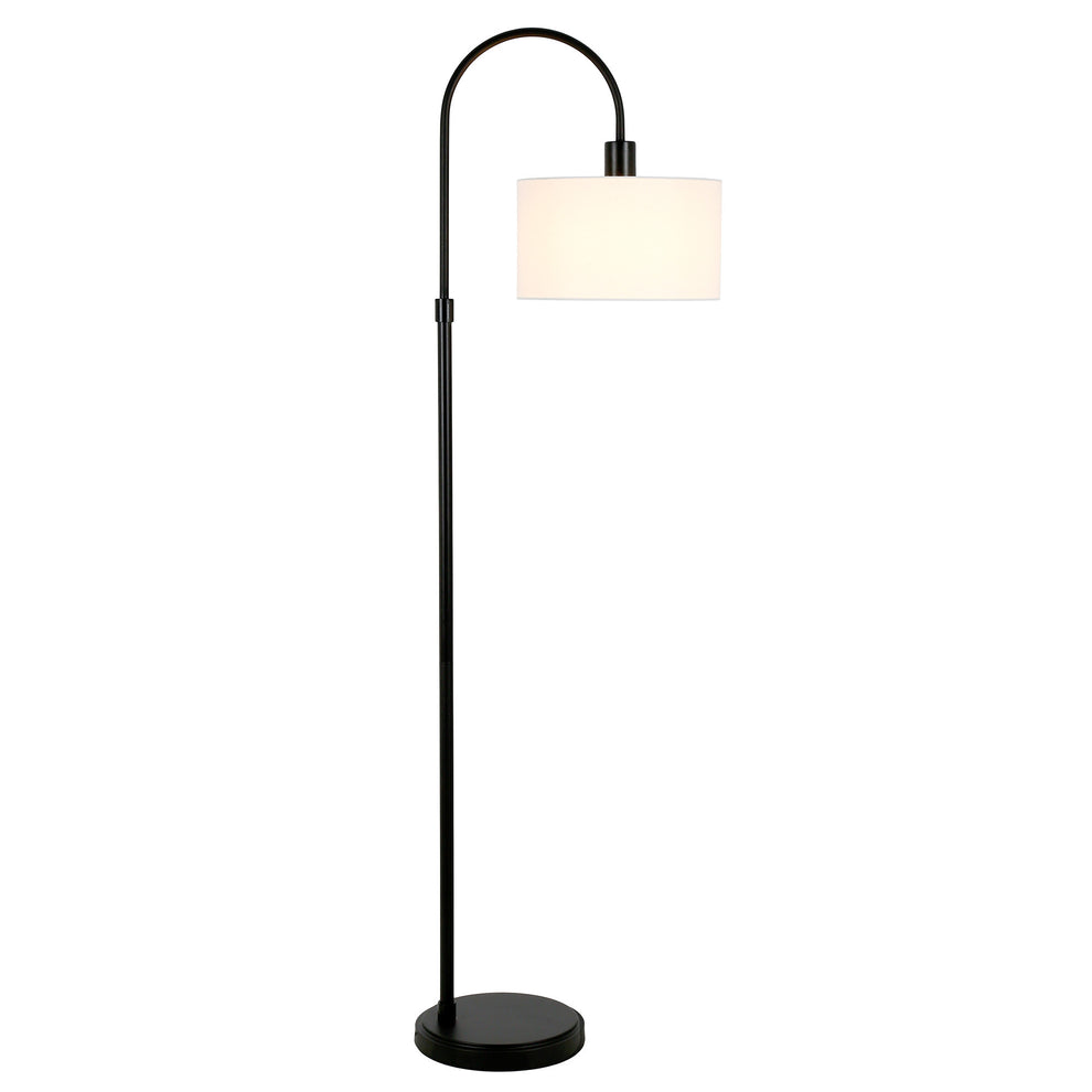 Black Arched Floor Lamp With White Frosted Glass Drum Shade By Homeroots | Floor Lamps | Modishstore - 7
