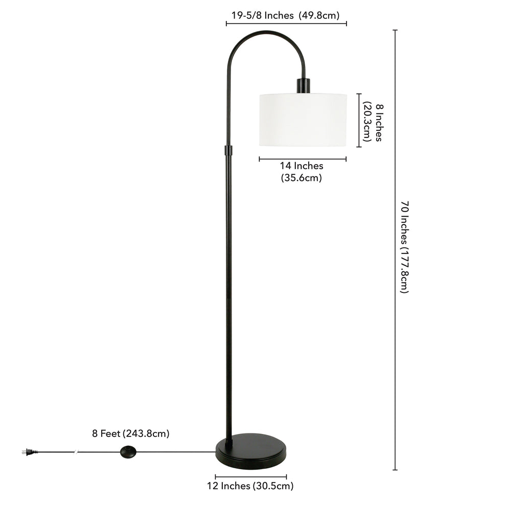 Black Arched Floor Lamp With White Frosted Glass Drum Shade By Homeroots | Floor Lamps | Modishstore - 6