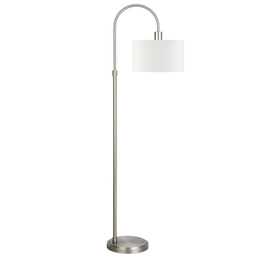Nickel Arched Floor Lamp With White Frosted Glass Drum Shade By Homeroots | Floor Lamps | Modishstore - 1