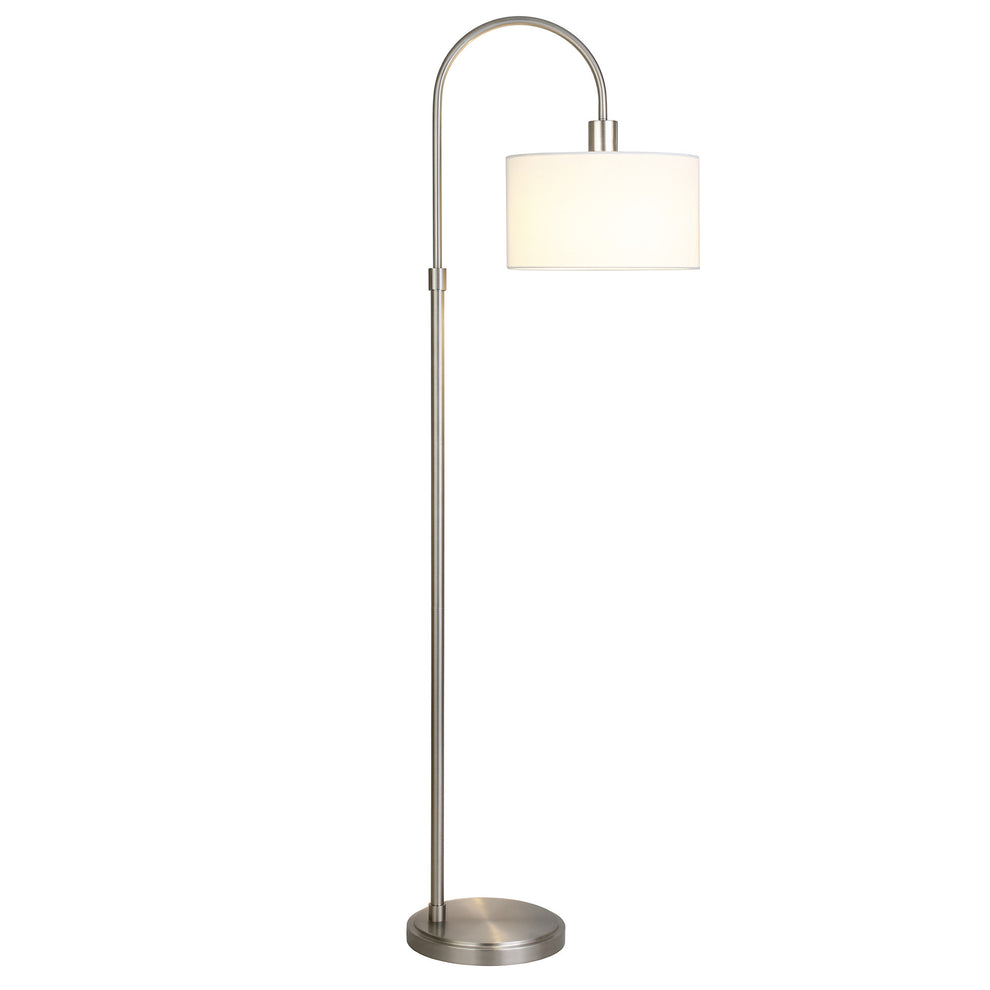 Nickel Arched Floor Lamp With White Frosted Glass Drum Shade By Homeroots | Floor Lamps | Modishstore - 8