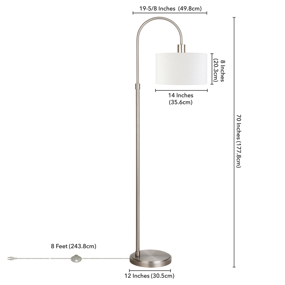 Nickel Arched Floor Lamp With White Frosted Glass Drum Shade By Homeroots | Floor Lamps | Modishstore - 6