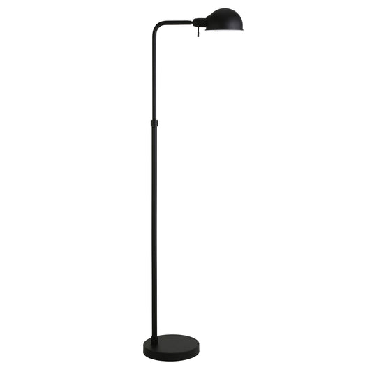 Black Reading Floor Lamp With Black Dome Shade By Homeroots | Floor Lamps | Modishstore - 1