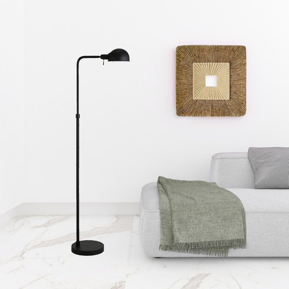 Black Reading Floor Lamp With Black Dome Shade By Homeroots | Floor Lamps | Modishstore - 3