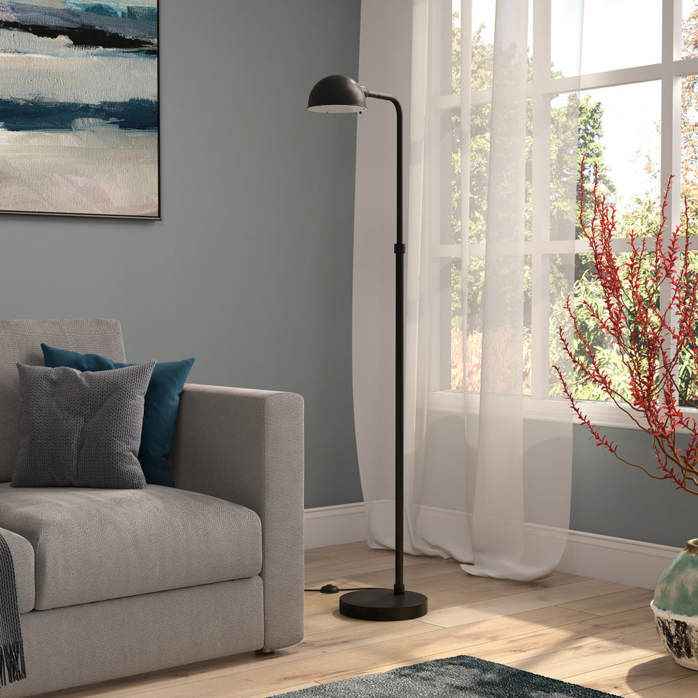 Black Reading Floor Lamp With Black Dome Shade By Homeroots | Floor Lamps | Modishstore - 4