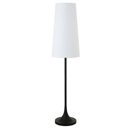 Black Novelty Floor Lamp With White Frosted Glass Drum Shade By Homeroots | Floor Lamps | Modishstore - 1